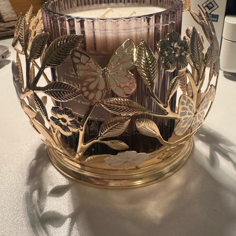 Gold Butterfly Candle Holder